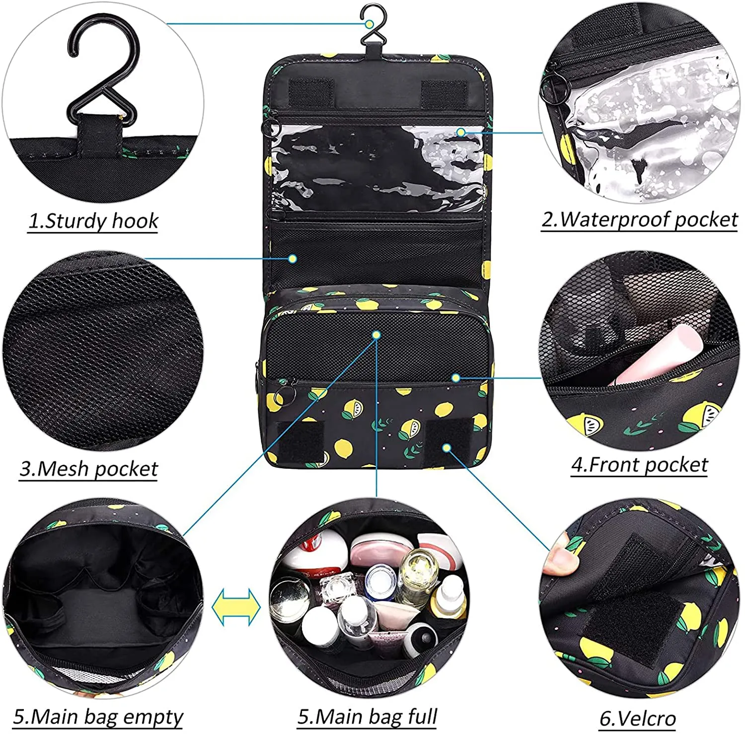 Premium Toiletry Bag Travel Bag Cosmetic with Sturdy Hook