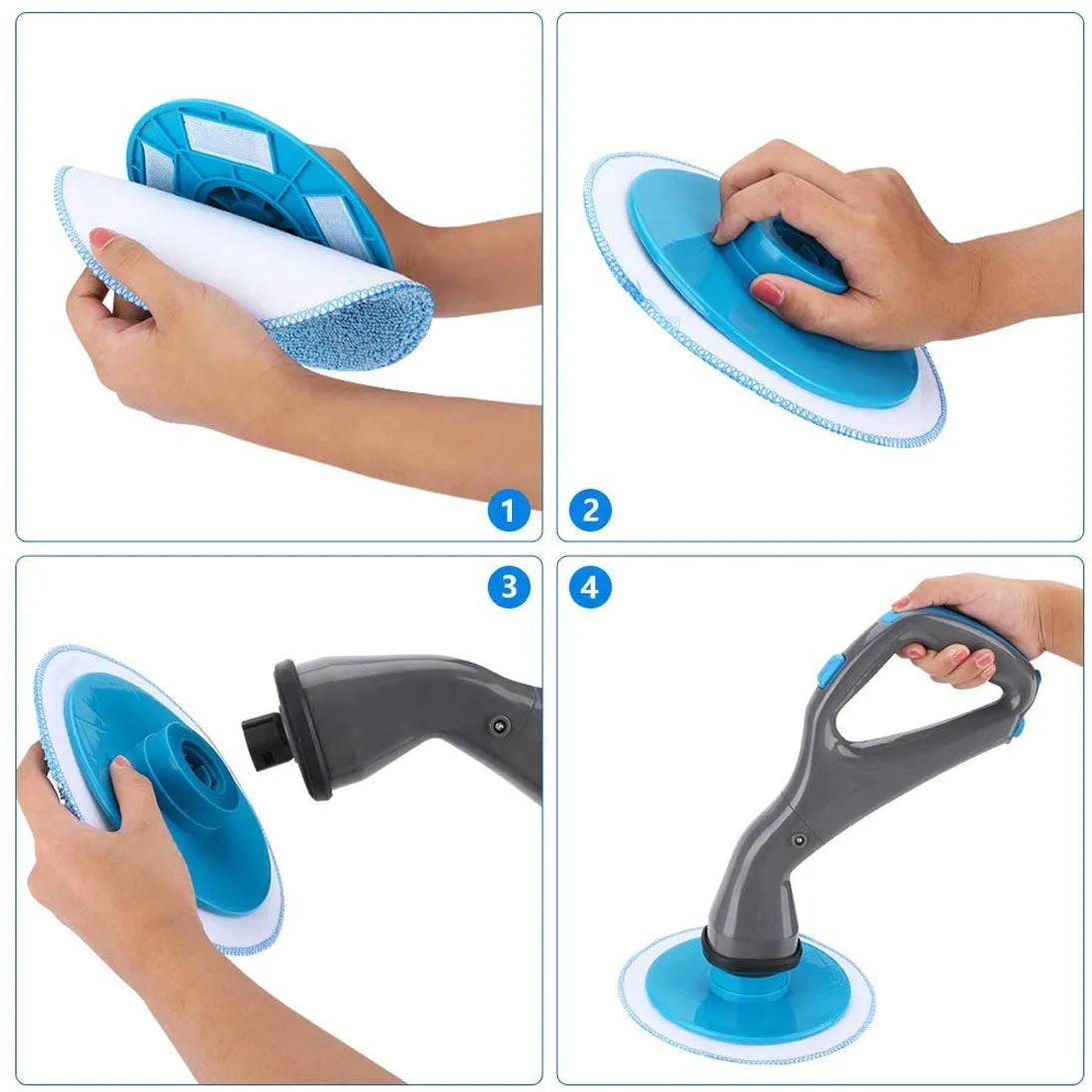 Rechargeable Electric Spin Power Scrubber Cleaning Brush with 4 Replaceable Brush Heads