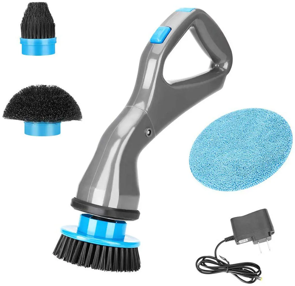 Rechargeable Electric Spin Power Scrubber Cleaning Brush with 4 Replaceable Brush Heads