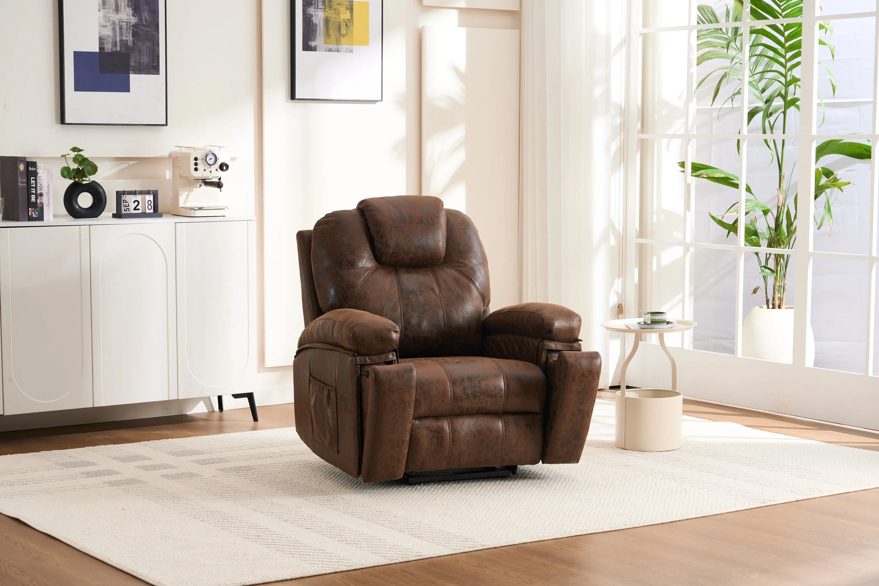 Rocha Power Lift Recliner Chair with Massage - Brown