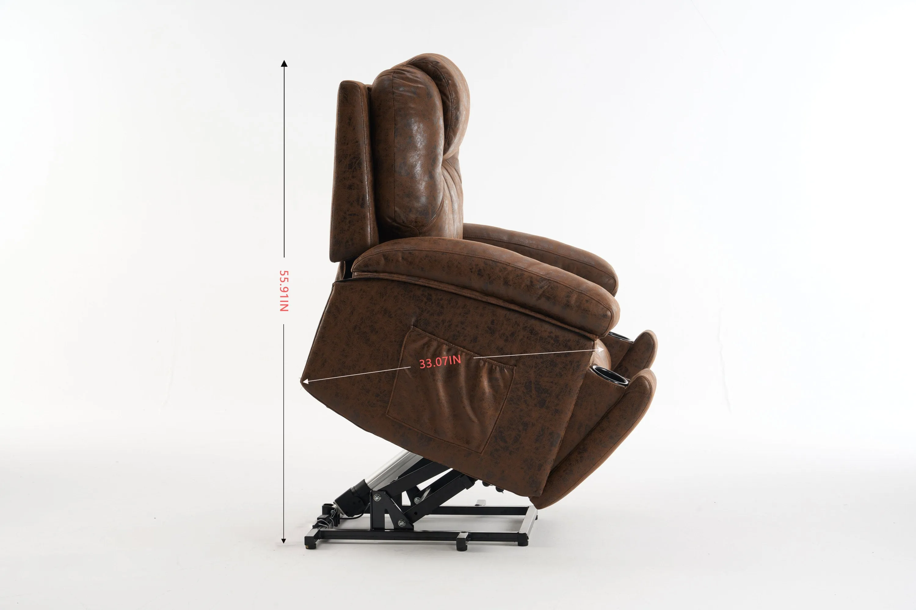 Rocha Power Lift Recliner Chair with Massage - Brown