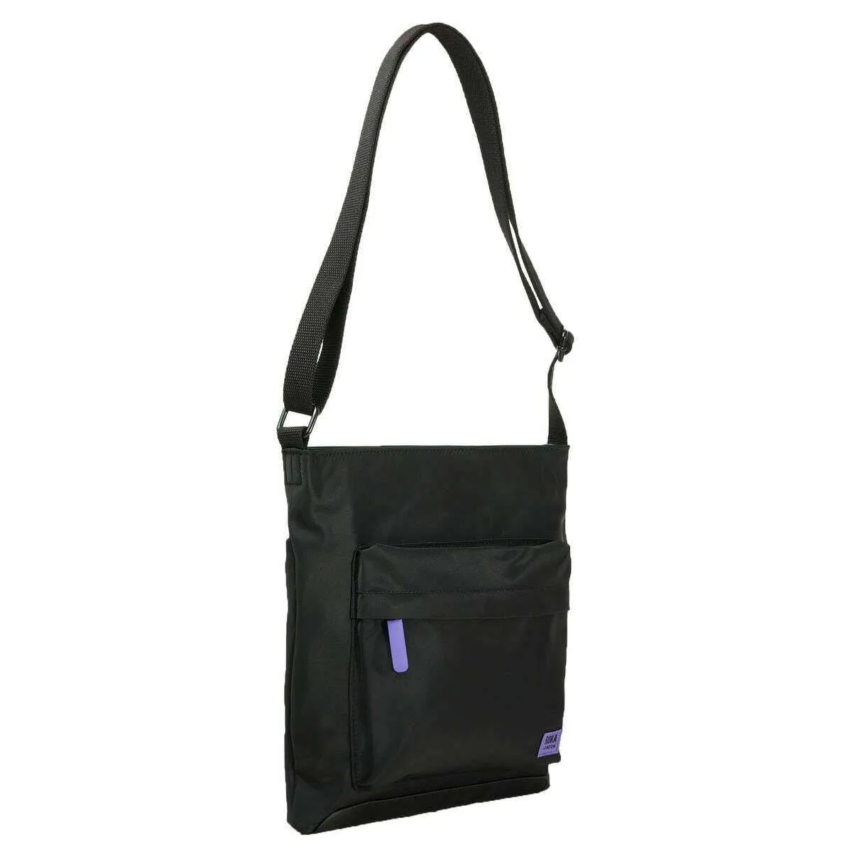 Roka Kennington B Medium All Black Recycled Nylon Crossbody Bag - Black/Simple Purple