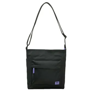 Roka Kennington B Medium All Black Recycled Nylon Crossbody Bag - Black/Simple Purple