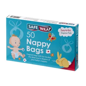 SAFEWRAP Nappy Bags Fragranced with Tie Handles (Pack of 50) - HX468