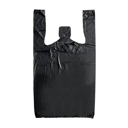 Self Open Plain T-Shirt Plastic Bag Black 1/8 Size - 750/Case