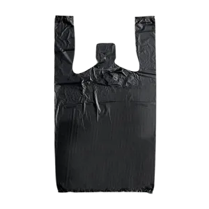 Self Open Plain T-Shirt Plastic Bag Black 1/8 Size - 750/Case