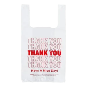 Self Open Plastic "Thank You" Bag White 1/8 Size - 1000/Case