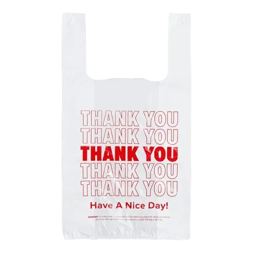 Self Open Plastic "Thank You" Bag White 1/8 Size - 1000/Case