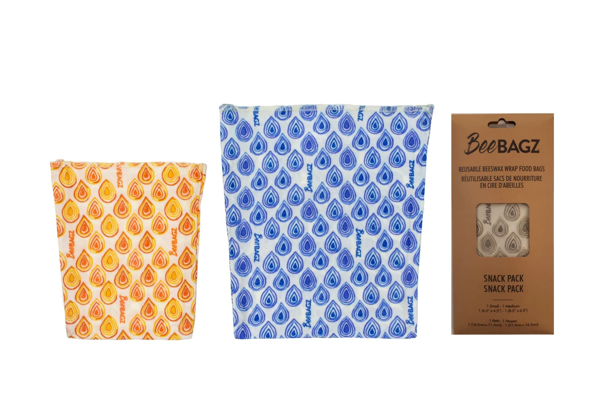 Snack Pack of 2 - Reusable Beeswax Wrap Food Storage Bags