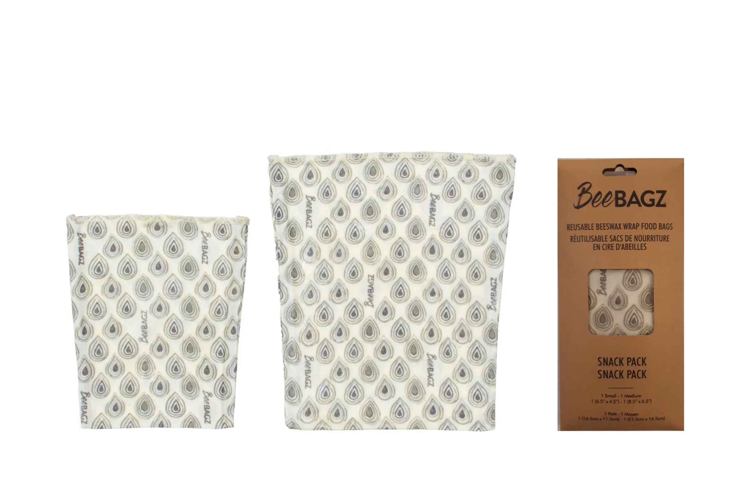 Snack Pack of 2 - Reusable Beeswax Wrap Food Storage Bags