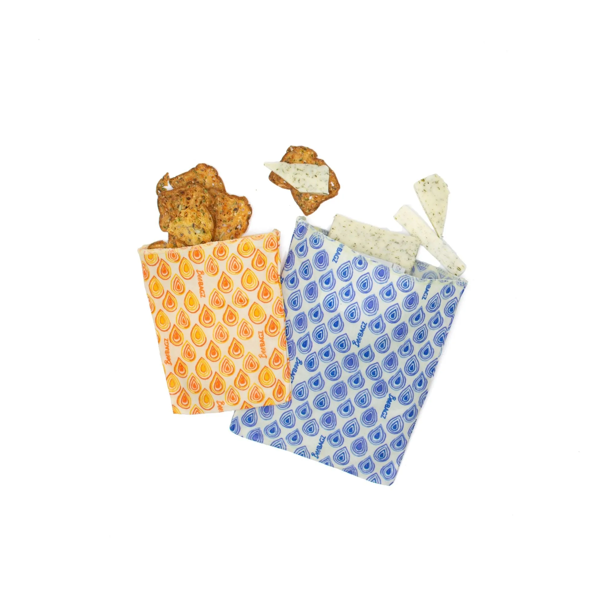 Snack Pack of 2 - Reusable Beeswax Wrap Food Storage Bags