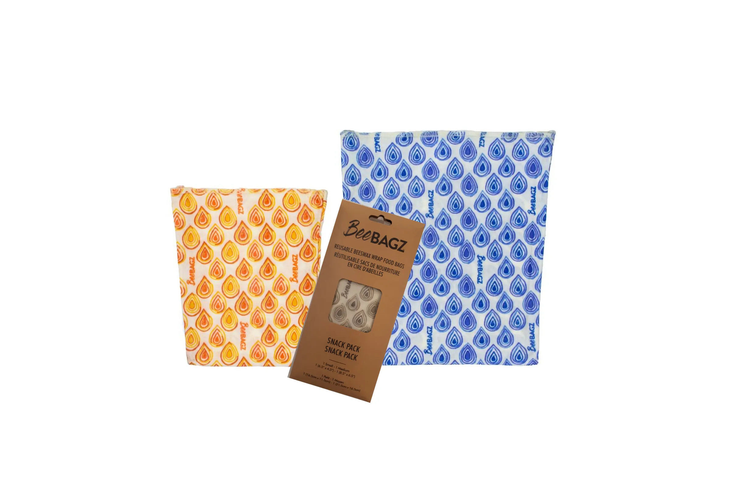 Snack Pack of 2 - Reusable Beeswax Wrap Food Storage Bags