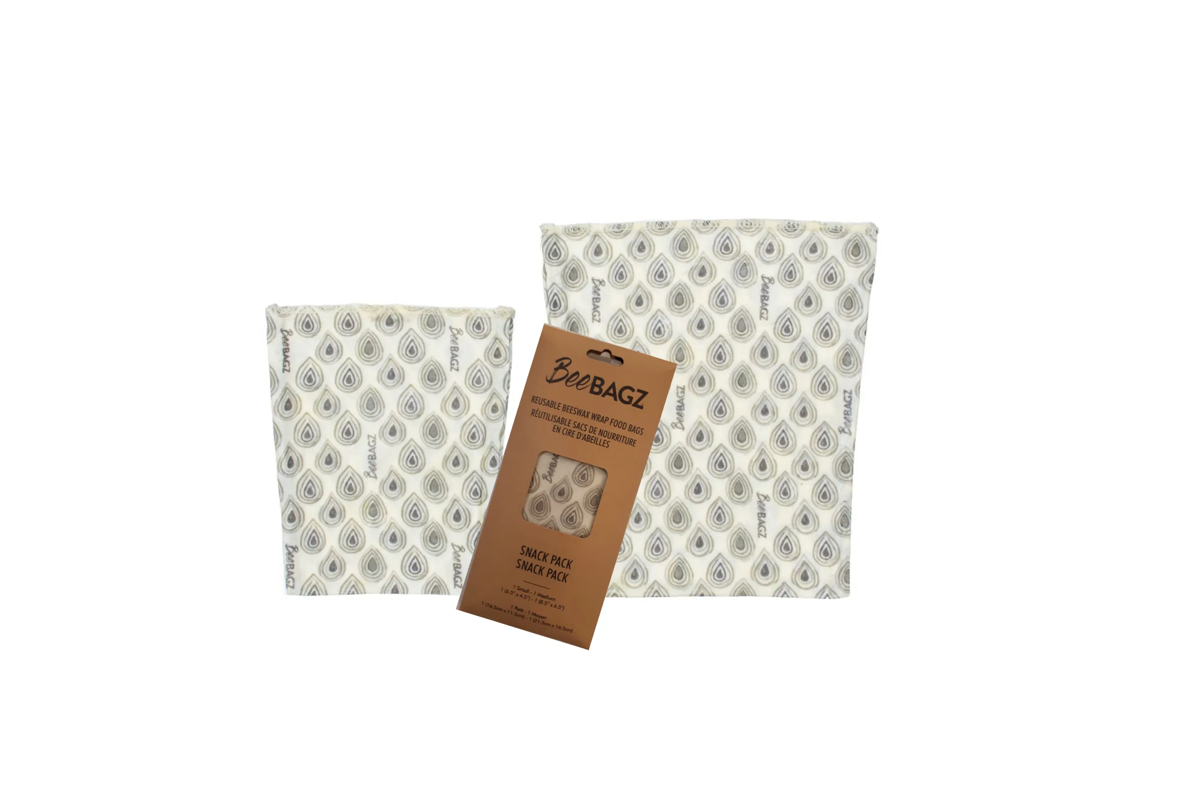 Snack Pack of 2 - Reusable Beeswax Wrap Food Storage Bags