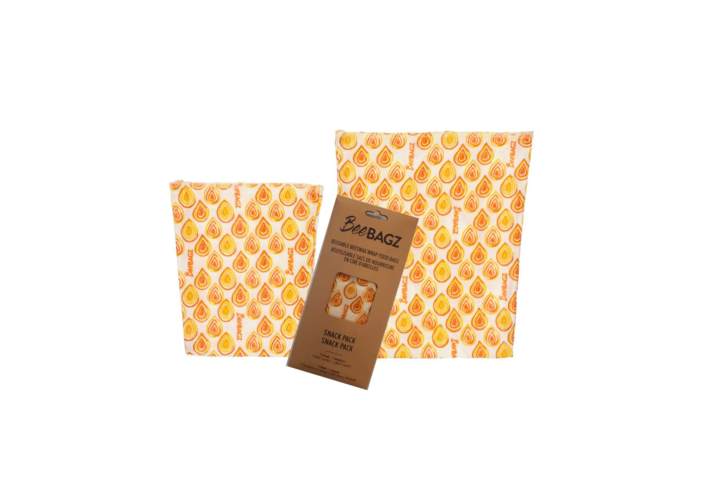 Snack Pack of 2 - Reusable Beeswax Wrap Food Storage Bags