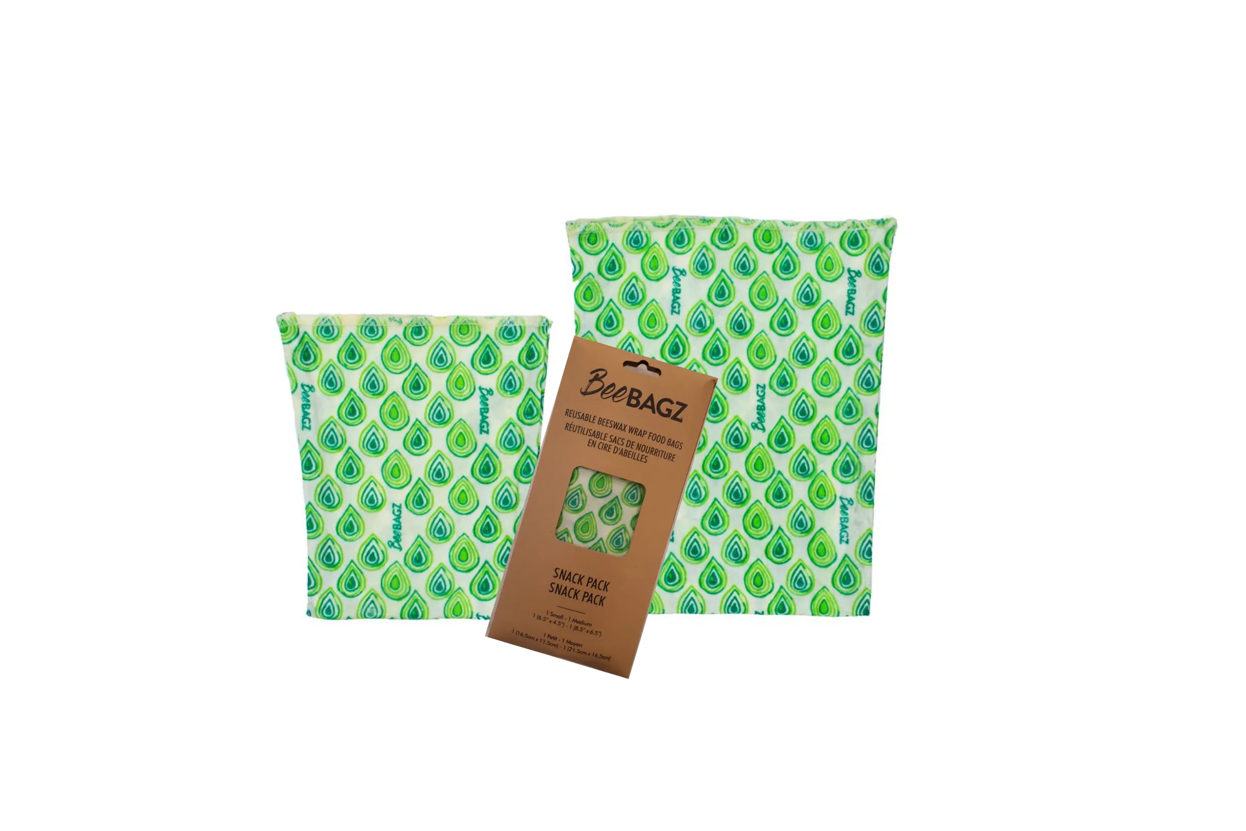 Snack Pack of 2 - Reusable Beeswax Wrap Food Storage Bags