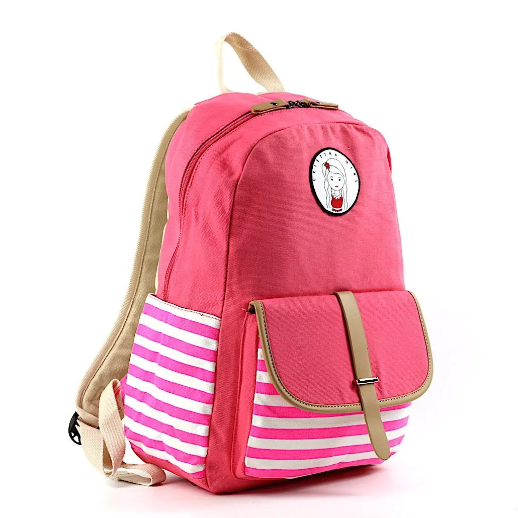 Striped Travel Backpack With Laptop Pocket