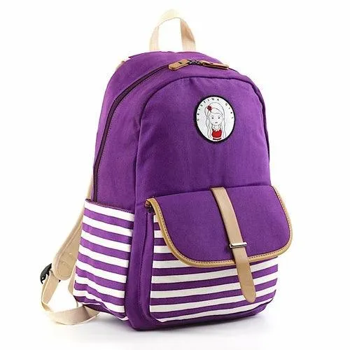 Striped Travel Backpack With Laptop Pocket