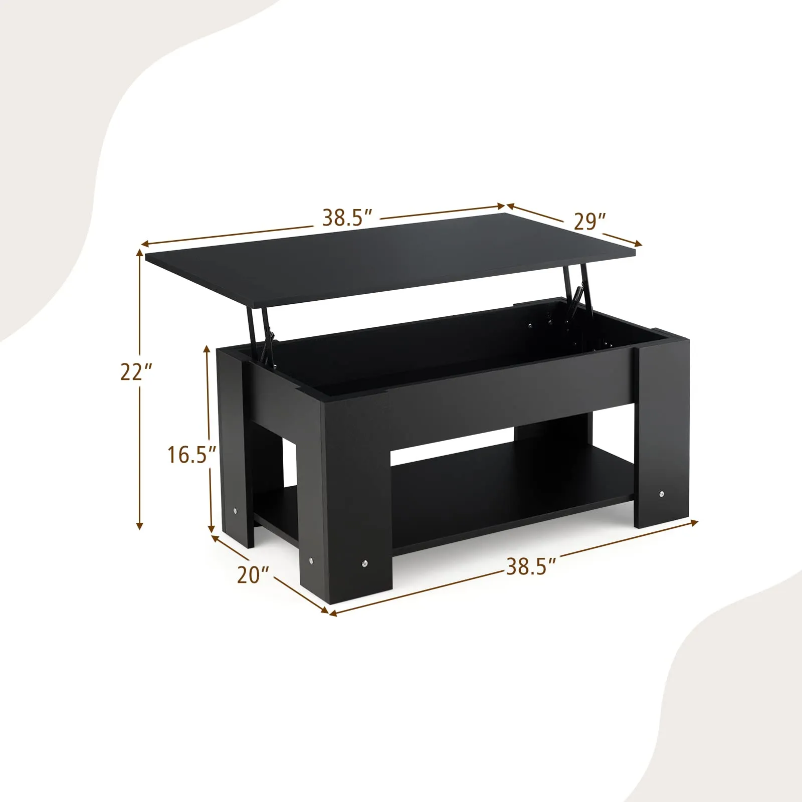 Tangkula Lift Top Coffee Table, Cocktail Table with Lift-Up Desktop