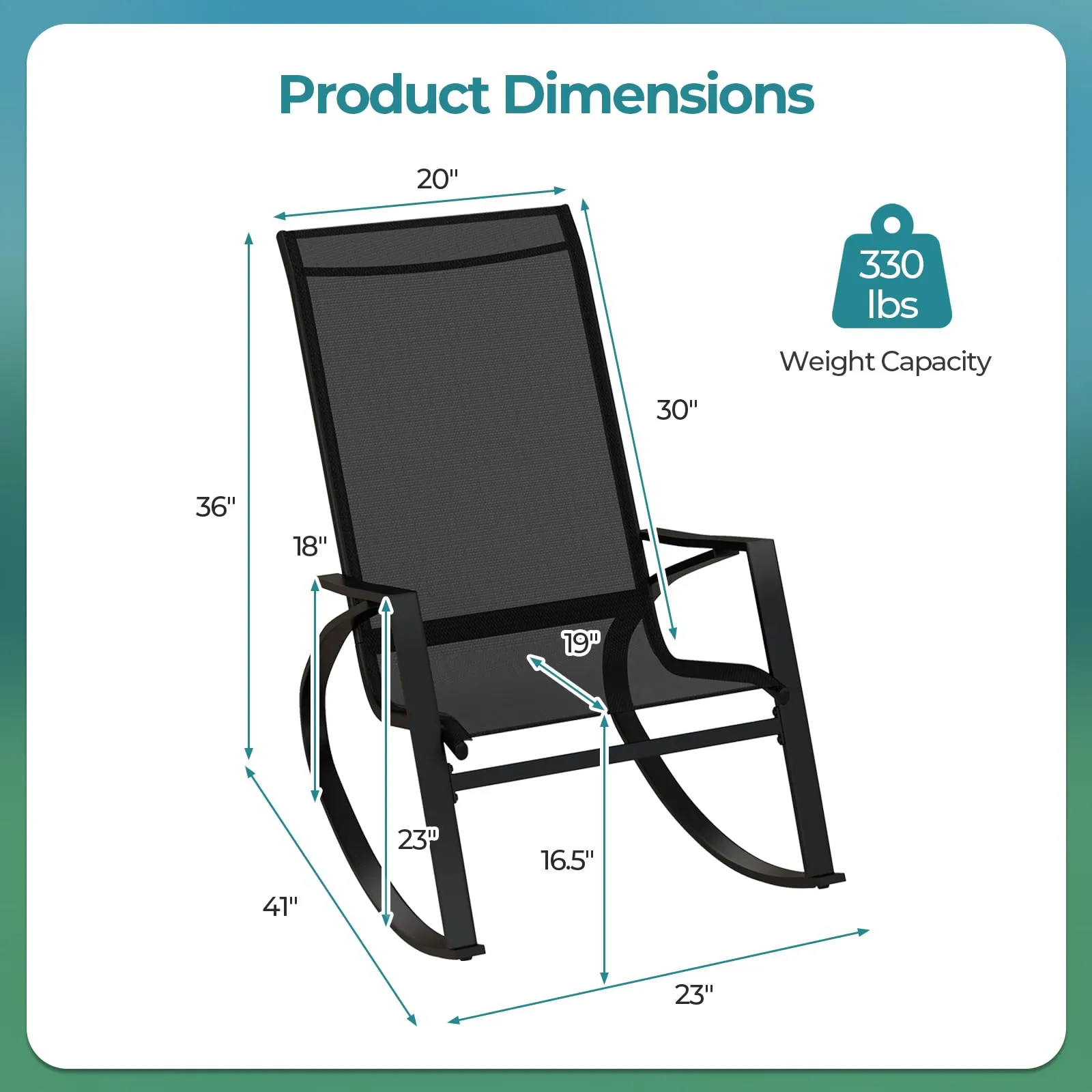 Tangkula Outdoor Rocking Chairs Set of 2/4, Patio Sling Fabric Rockers with Ergonomic Backrest & Seat