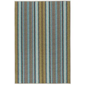 Treehouse Stripe Green Machine Washable Rug