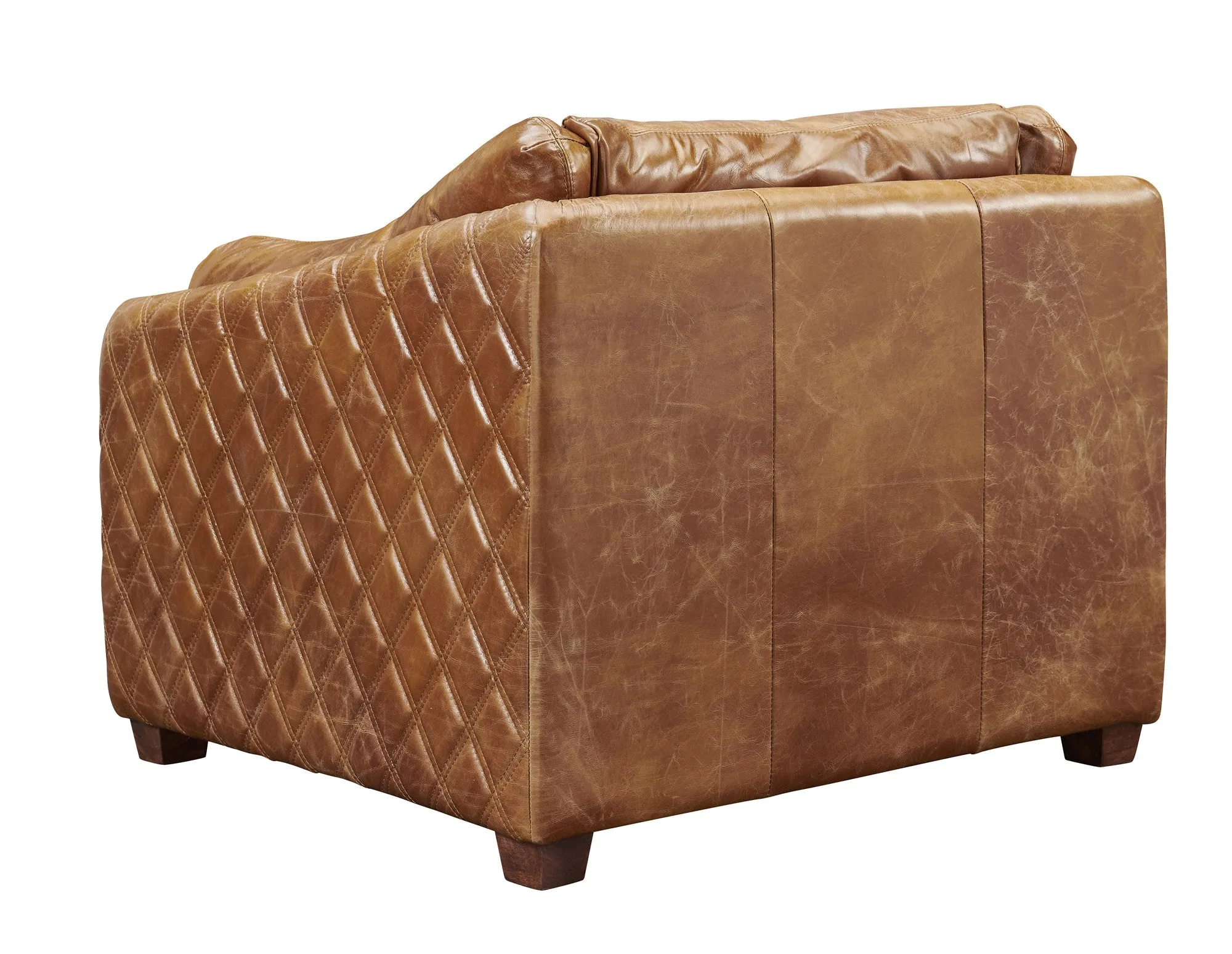 Waco Rustic Modern Arm Chair - Light Brown Leather