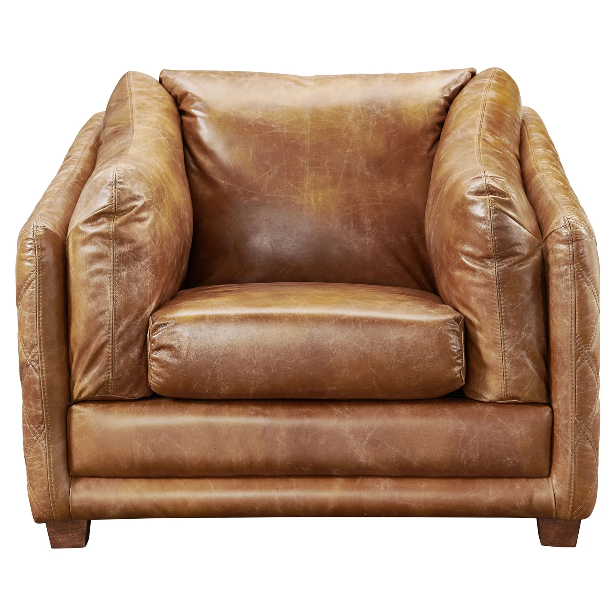 Waco Rustic Modern Arm Chair - Light Brown Leather