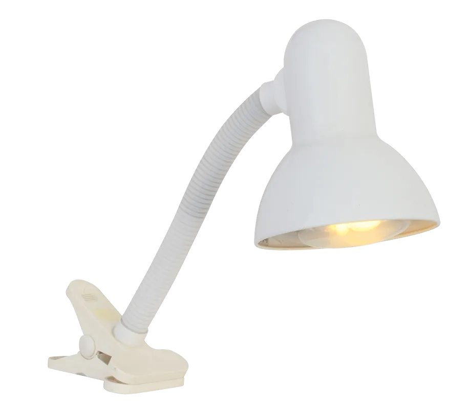 White Student Desk Lamp with Clamp