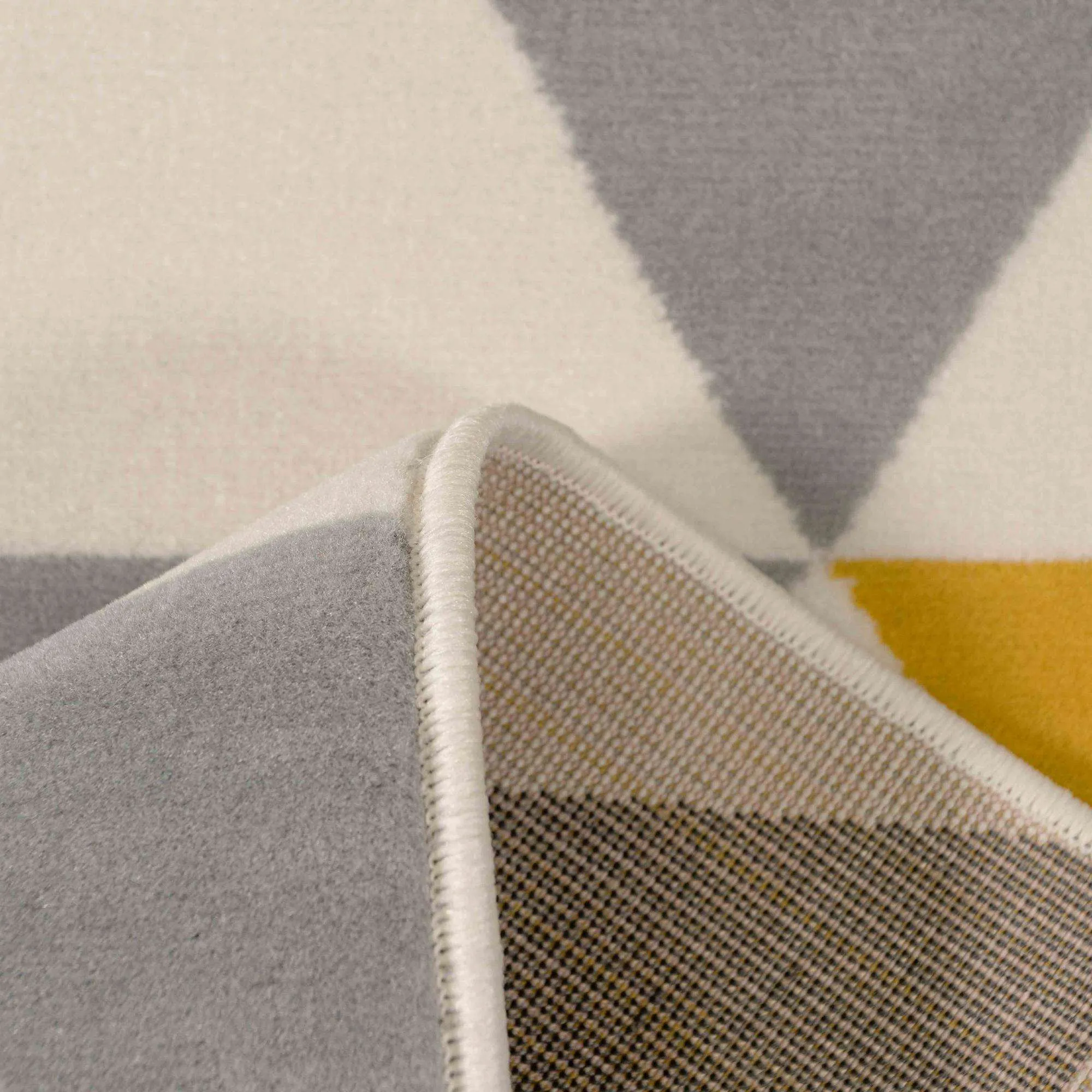 Yellow Grey Geometric Triangle Hall Runner Rug